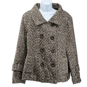 Vintage Last Kiss Tweed Dark Academia Pea Coat Jacket Plus Size 1X 90s